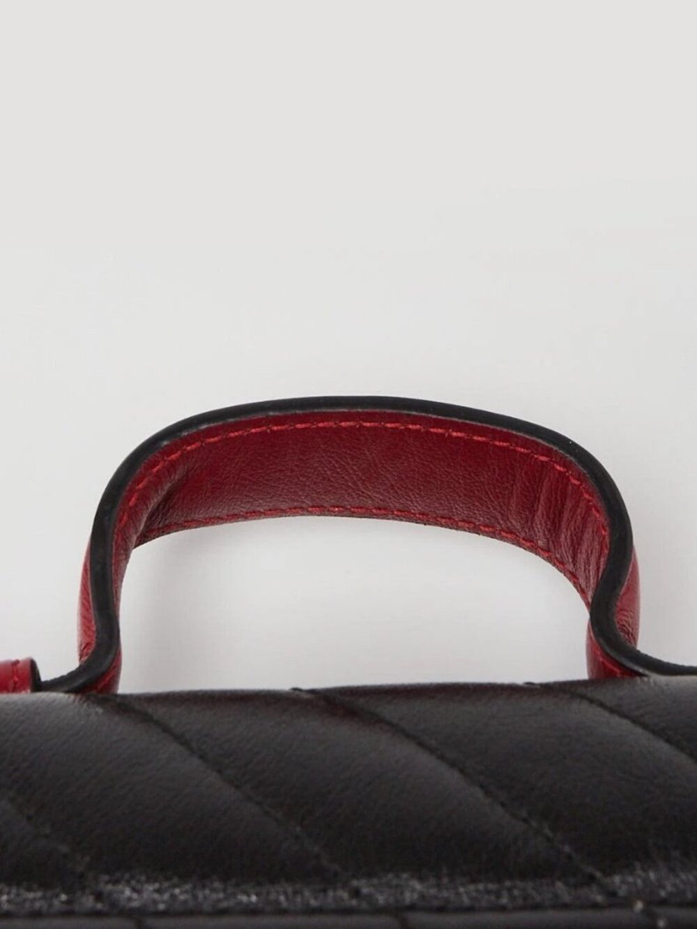 Gucci Black/Red Quilted Leather Marmont Mini Torchon Top Handle Crossbody Bag - Picture 11 of 13